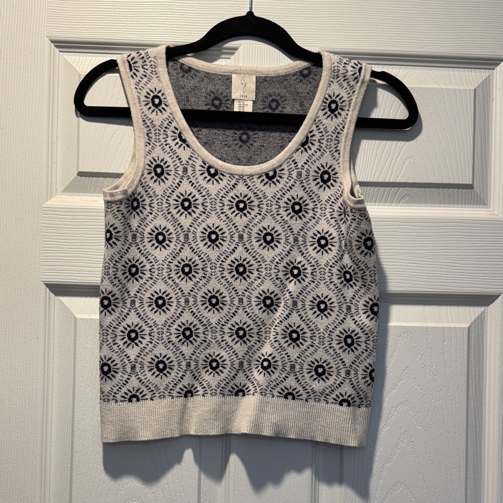 Joie Black and White Patterned Tank Top